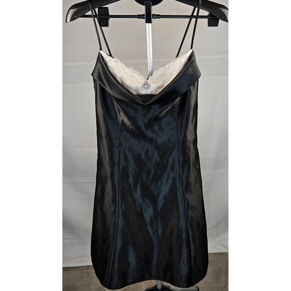 Vintage 90's Jessica McClintock Gunne Sax Whimsigoth Satin Slip Midi Dress, 7/8 - Picture 2 of 5